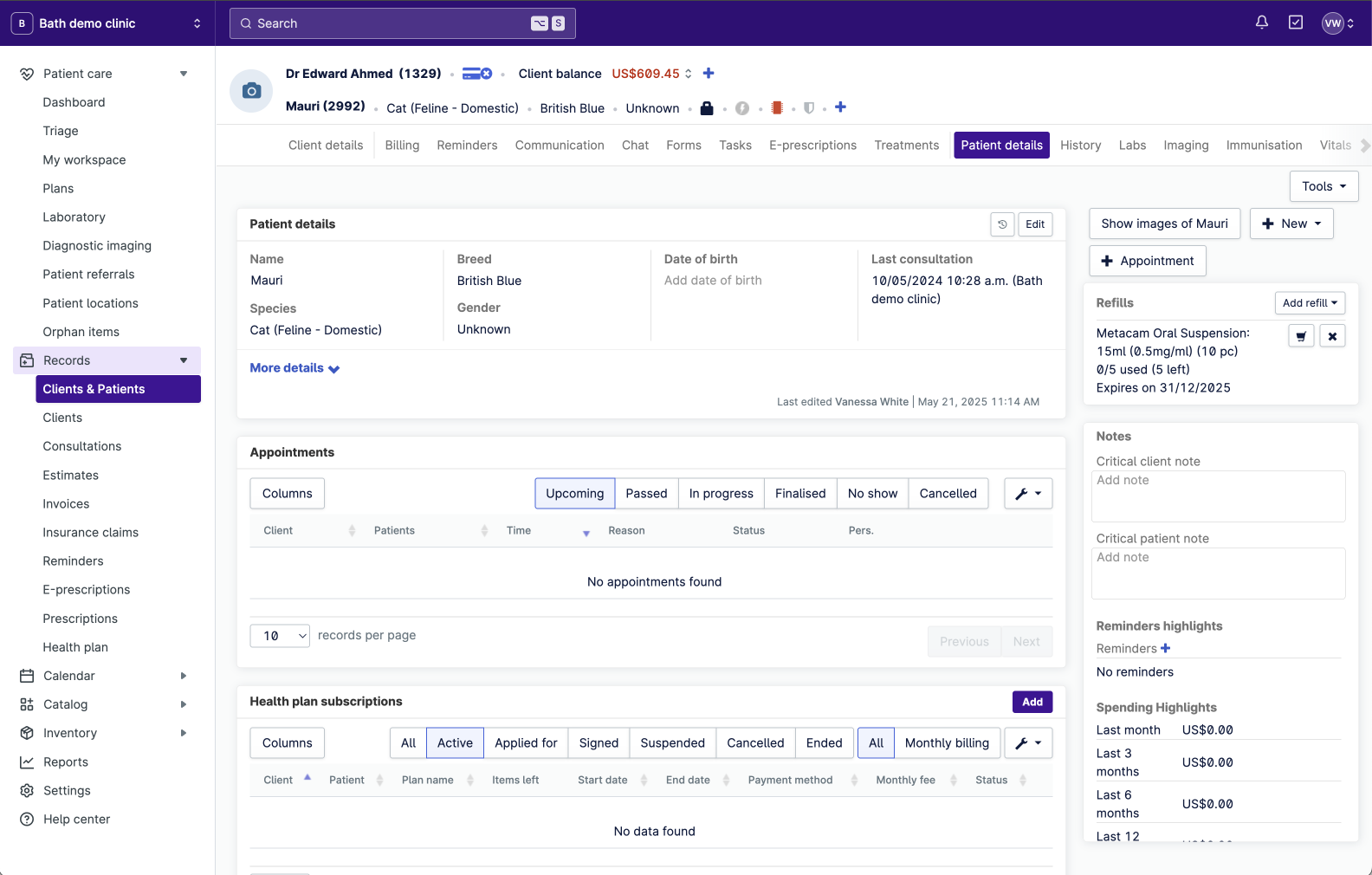 03 - Refills - Patient details - Open refill, unused