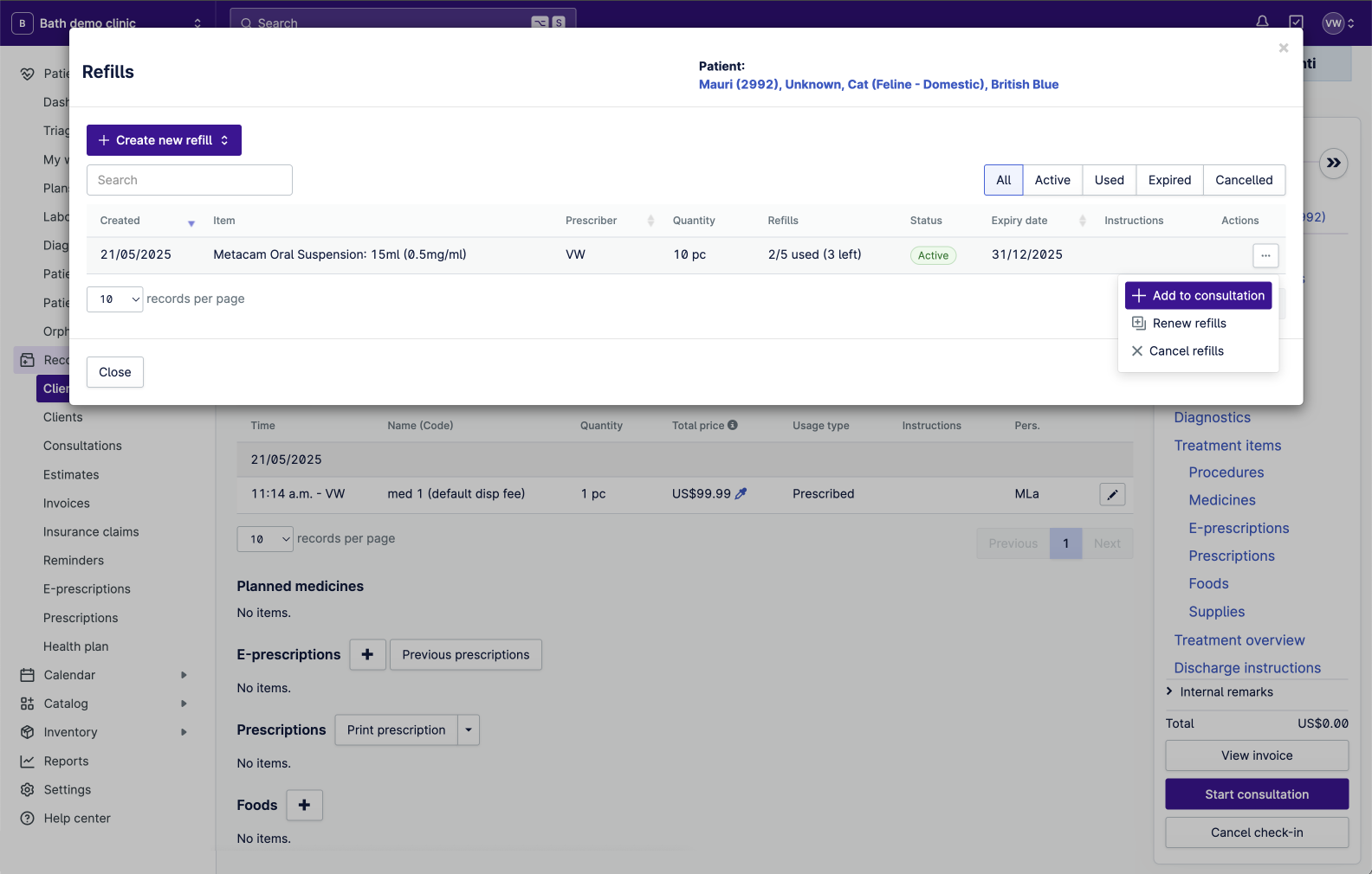 07 - Refills - Consultation - Add refill to consultation 1