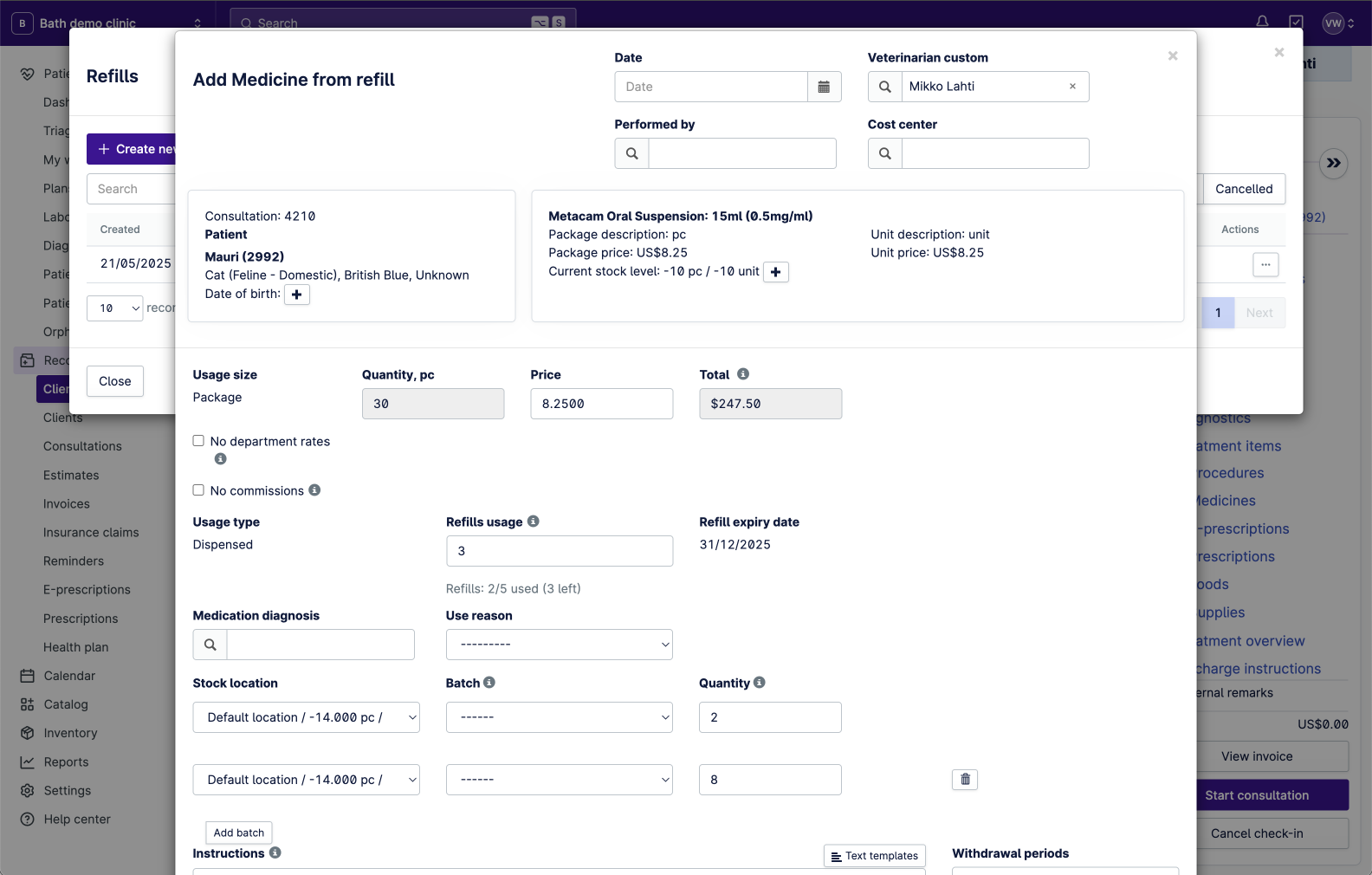 08 - Refills - Consultation - Add refill to consultation 2