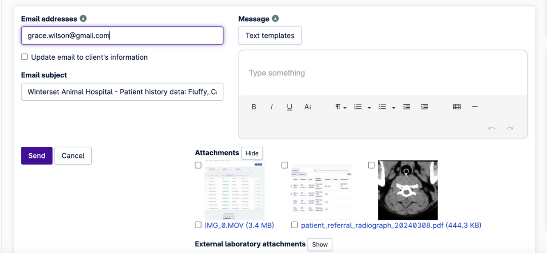 Patient history attachments