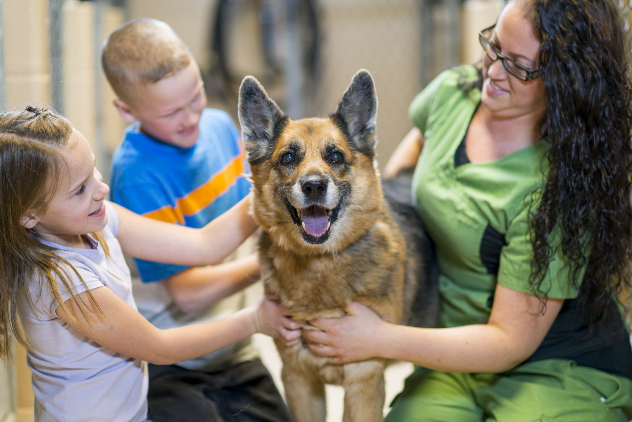 Veterinarian with children